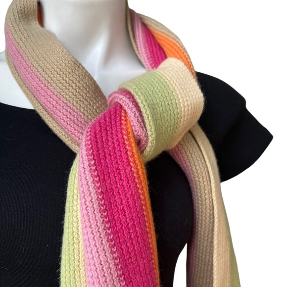 NWT, Talbots Wool Blend Ribbed Knit Multicolor Fringe Scarf - Picture 5 of 9
